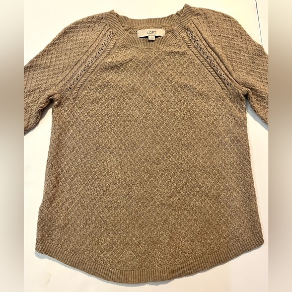 LOFT Ann Taylor Cozy Tan Knit Sweater Long Sleeve Women’s Size Small - Picture 2 of 16